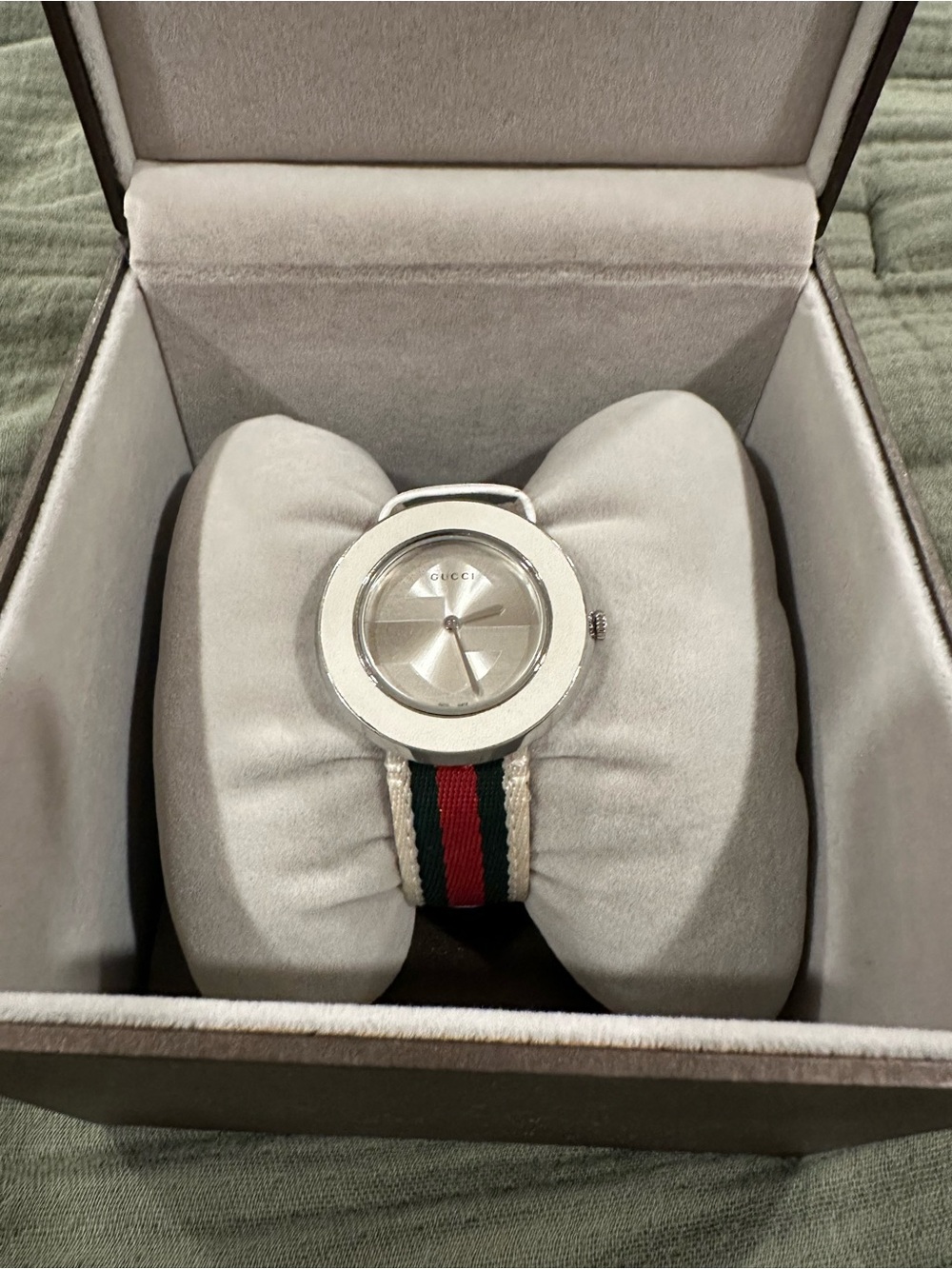 Gucci White Strap Watch with Green and Red Center Stripe - Picture 2 of 10
